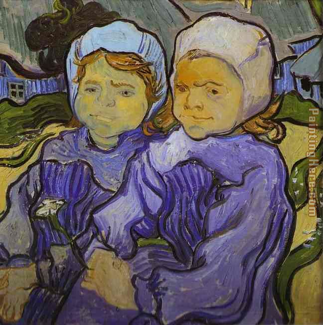 Two Little Girls painting - Vincent van Gogh Two Little Girls art painting